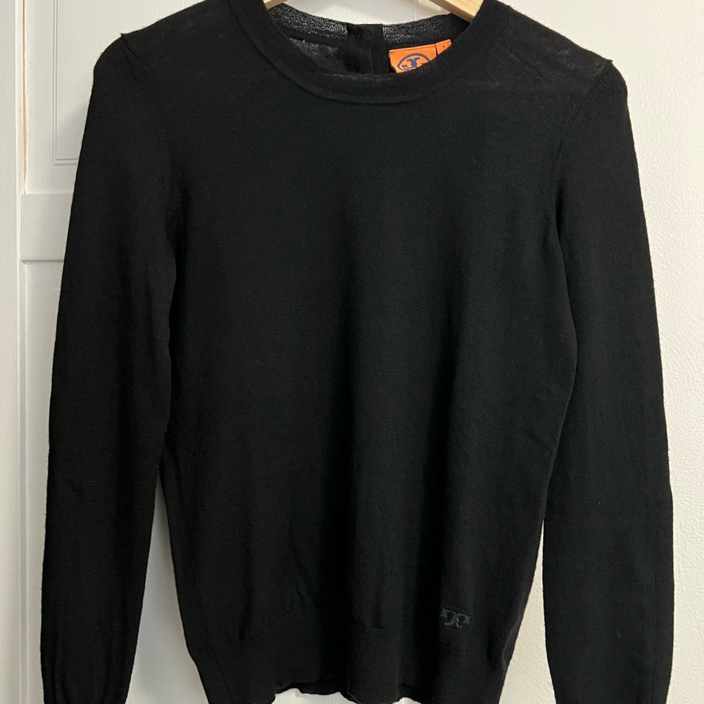 Tory Burch Black Cashmere Crew Pullover Sweater